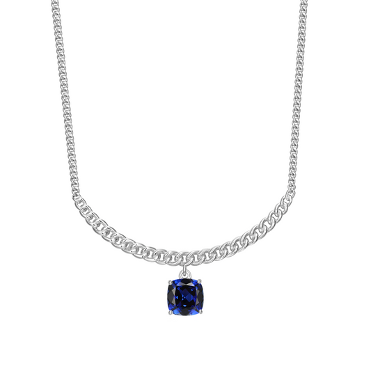 Elle Sterling Silver Synthetic Sapphire Necklace