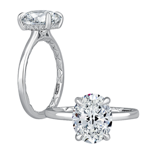 A Jaffe Diamond Solitaire Engagement with Hidden Halo