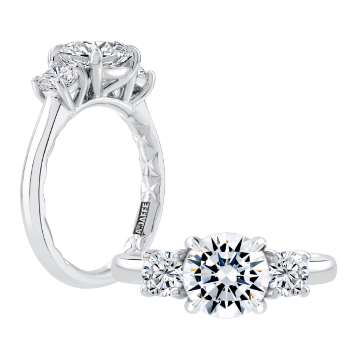 A Jaffe Three Stone Diamond Engagement Ring