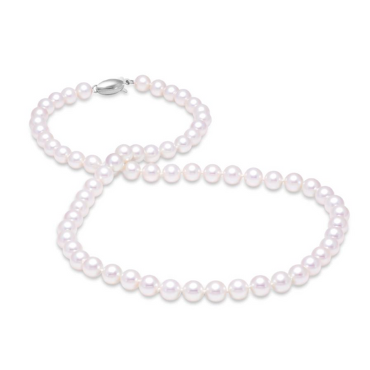 White 14 Karat Fresh Water Pearls Single Strand 18" Necklace