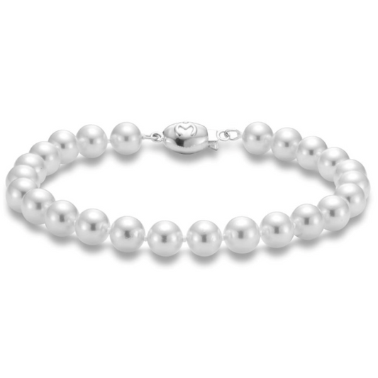 White 18 Karat Single Bracelet With Akoya Pearls