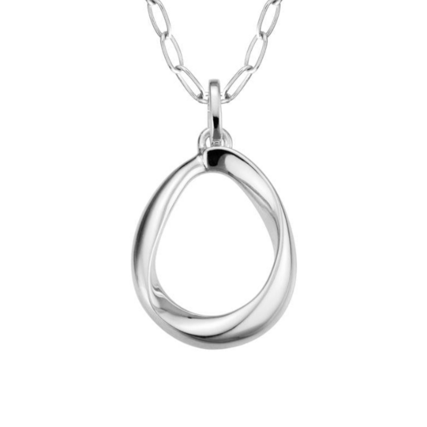 Sterling Silver Rhodium Plated Twisted Teardrop Pendant