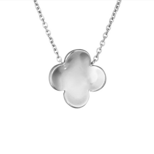 Sterling Silver Rhodium Plated Quatrefoil Necklace