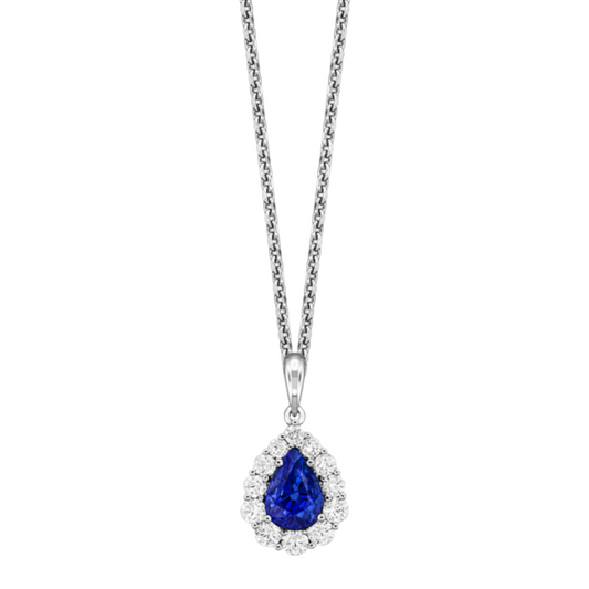White 18 Karat Sapphire Diamond Halo Pendant