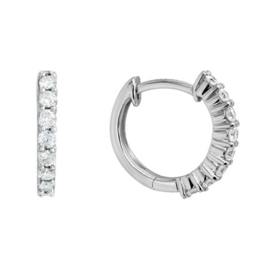 14 Karat White Gold Diamond Hoop Earrings