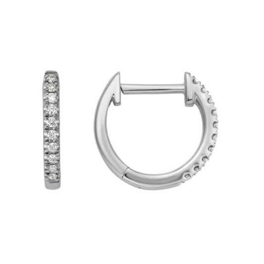 14 Karat White Gold Diamond Huggie Earrings