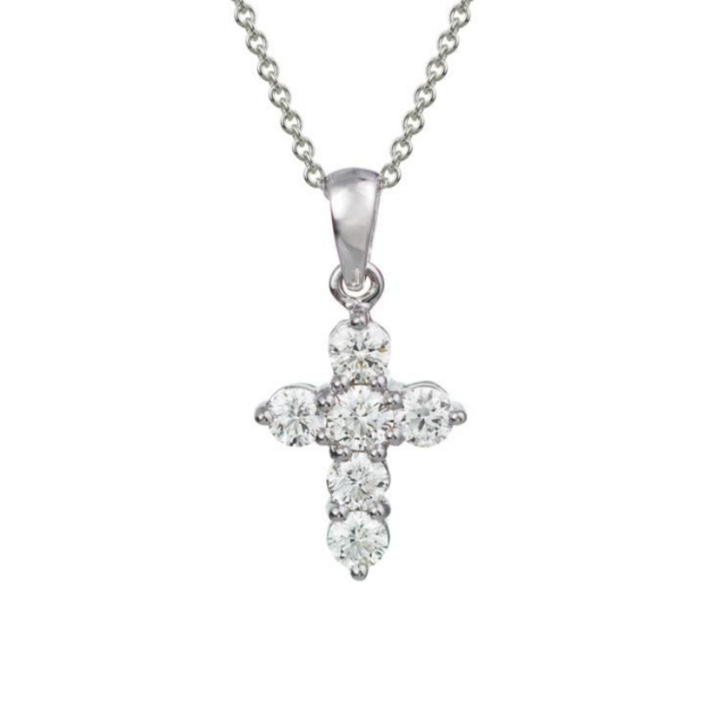 14 Karat White Gold Diamond Cross Pendant 0.37ctw
