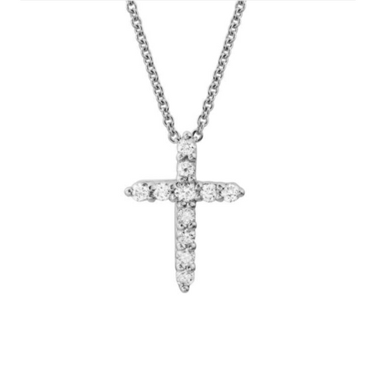 14 Karat White Gold Diamond Cross Pendant 0.14ctw