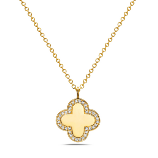 14 Karat Yellow Gold Diamond Quatrefoil Pendant 0.08ctw