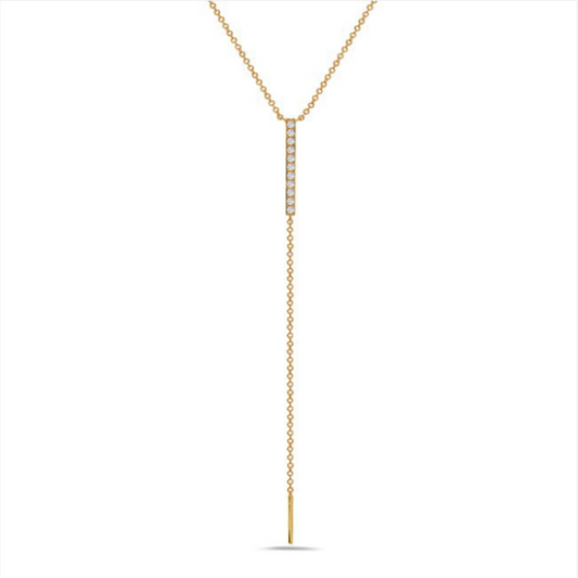 14 Karat Yellow Gold Diamond Lariat Necklace 0.14ctw