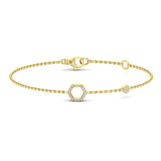 14 Karat Yellow Gold Diamond Honeycomb Bracelet
