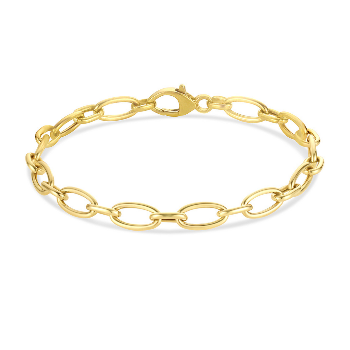14 Karat Yellow Gold Open Oval Link Bracelet