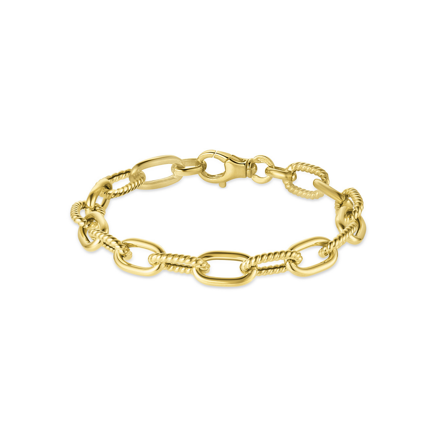 14 Karat Yellow Gold Alternating Polished/Twisted Paperclip Bracelet