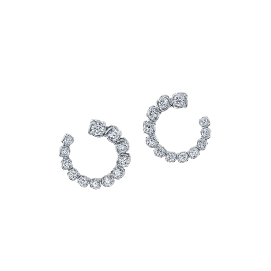 18 Karat Graduated Diamond Front Facing Hoop Earrings