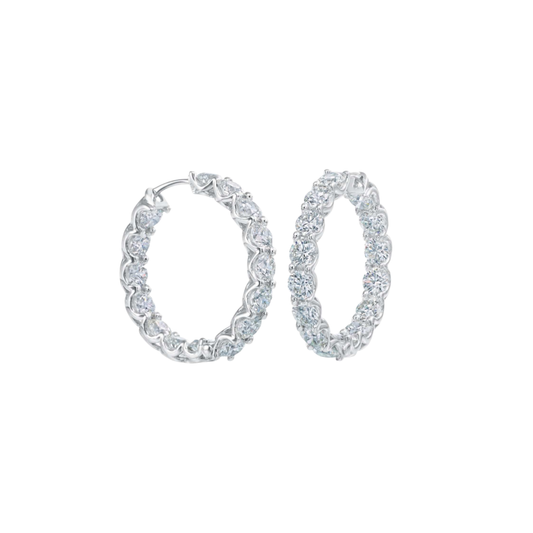 18 Karat Inside Outside Diamond Hoop Earrings