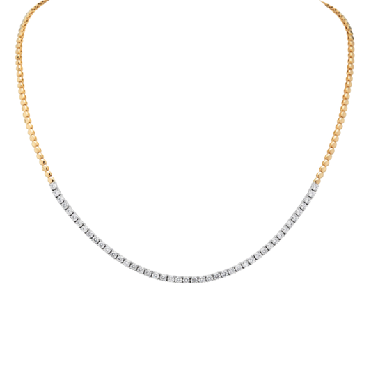 Two Tone 18 Karat Half Diamond Tennis Necklace
