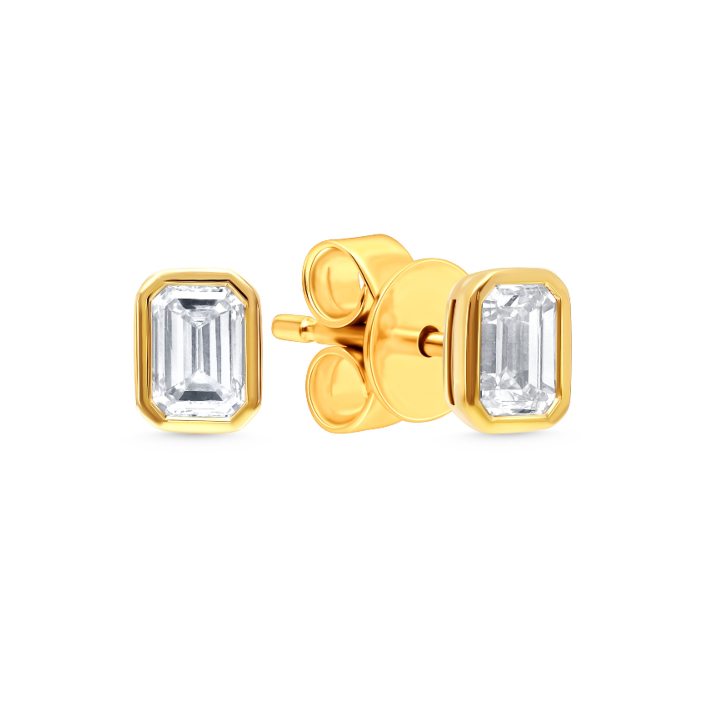 14 Karat Yellow Gold Diamond Bezel Earrings