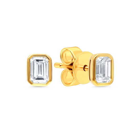 14 Karat Yellow Gold Diamond Bezel Earrings