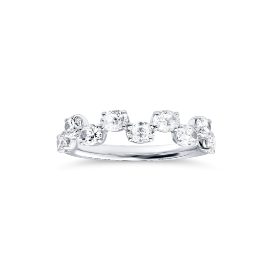 14 Karat White Gold Offset Diamond Fashion Ring