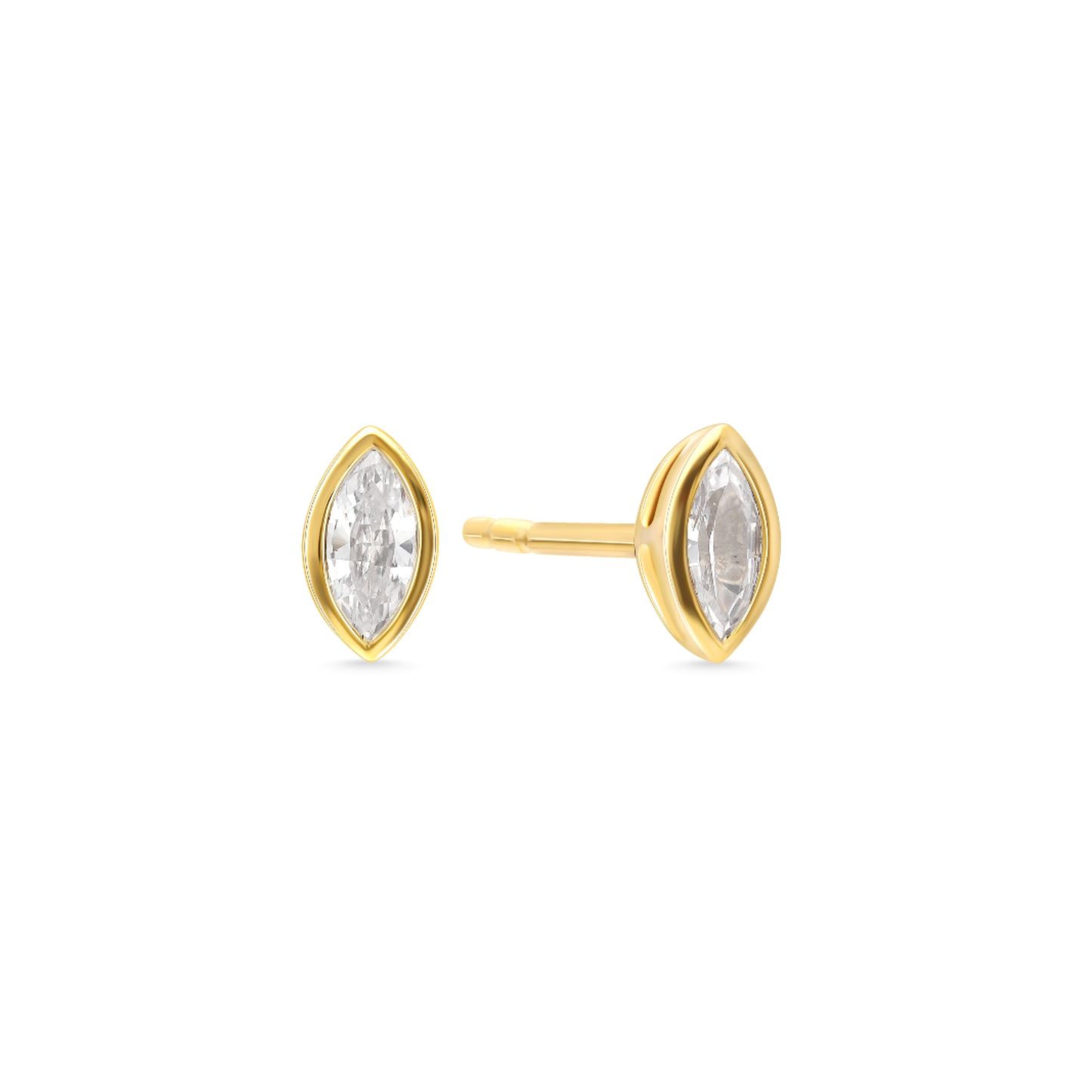 14 Karat Yellow Gold Diamond Bezel Earrings