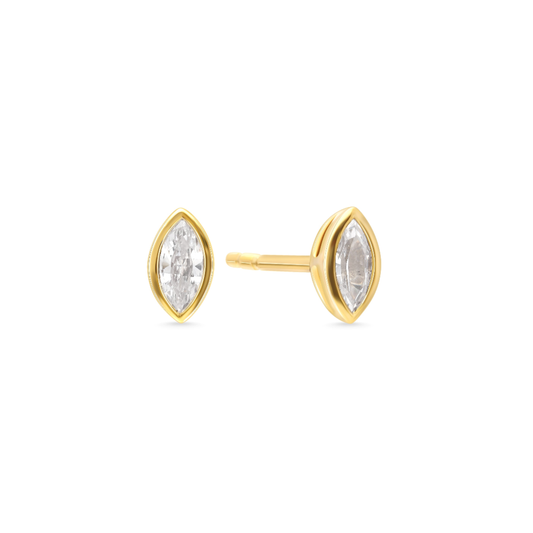 14 Karat Yellow Gold Diamond Bezel Earrings