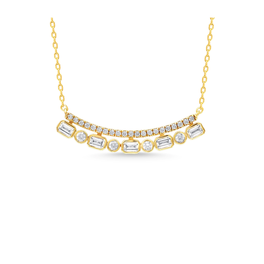 14 Karat Yellow Gold Diamond Smile Necklace