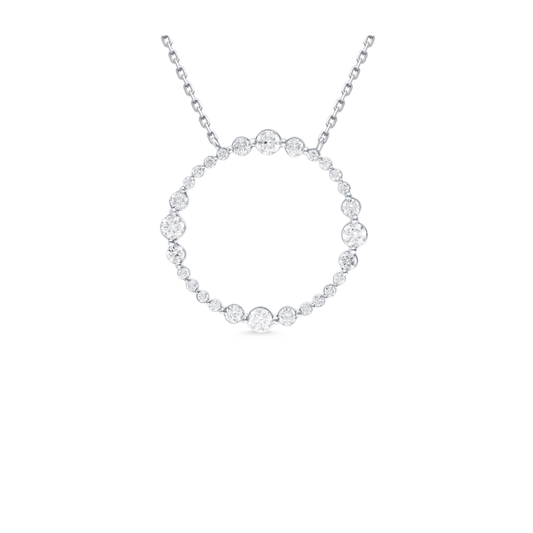 14 Karat White Gold Diamond Circle Necklace