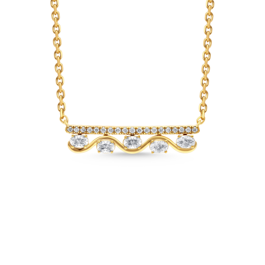 14 Karat Yellow Gold Diamond Bar Necklace