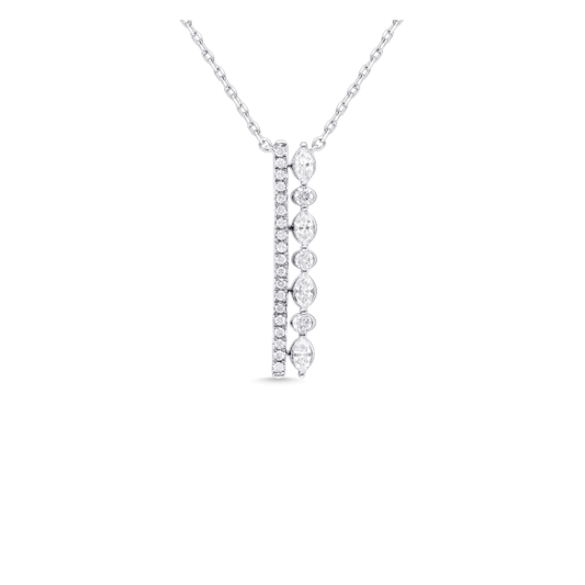 14 Karat White Gold Diamond Vertical Bar Necklace