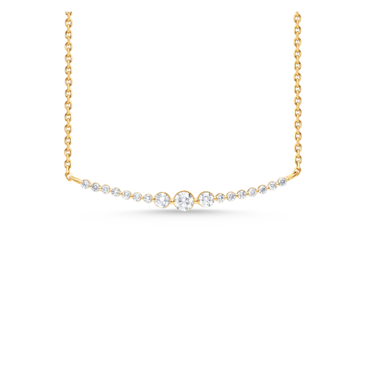 14 Karat Yellow Gold Diamond Smile Necklace