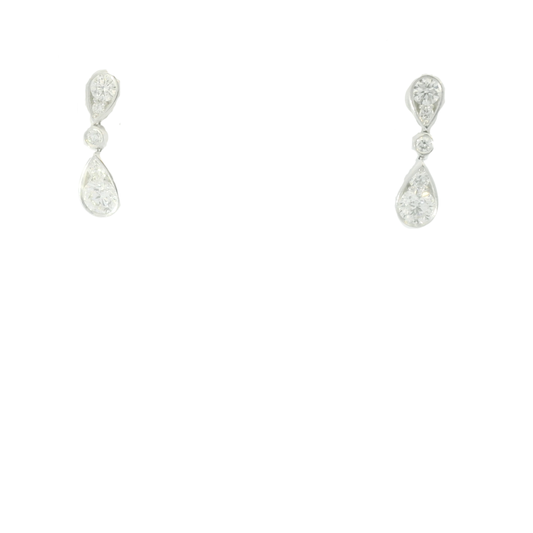18 Karat White Gold Diamond Drop Earrings