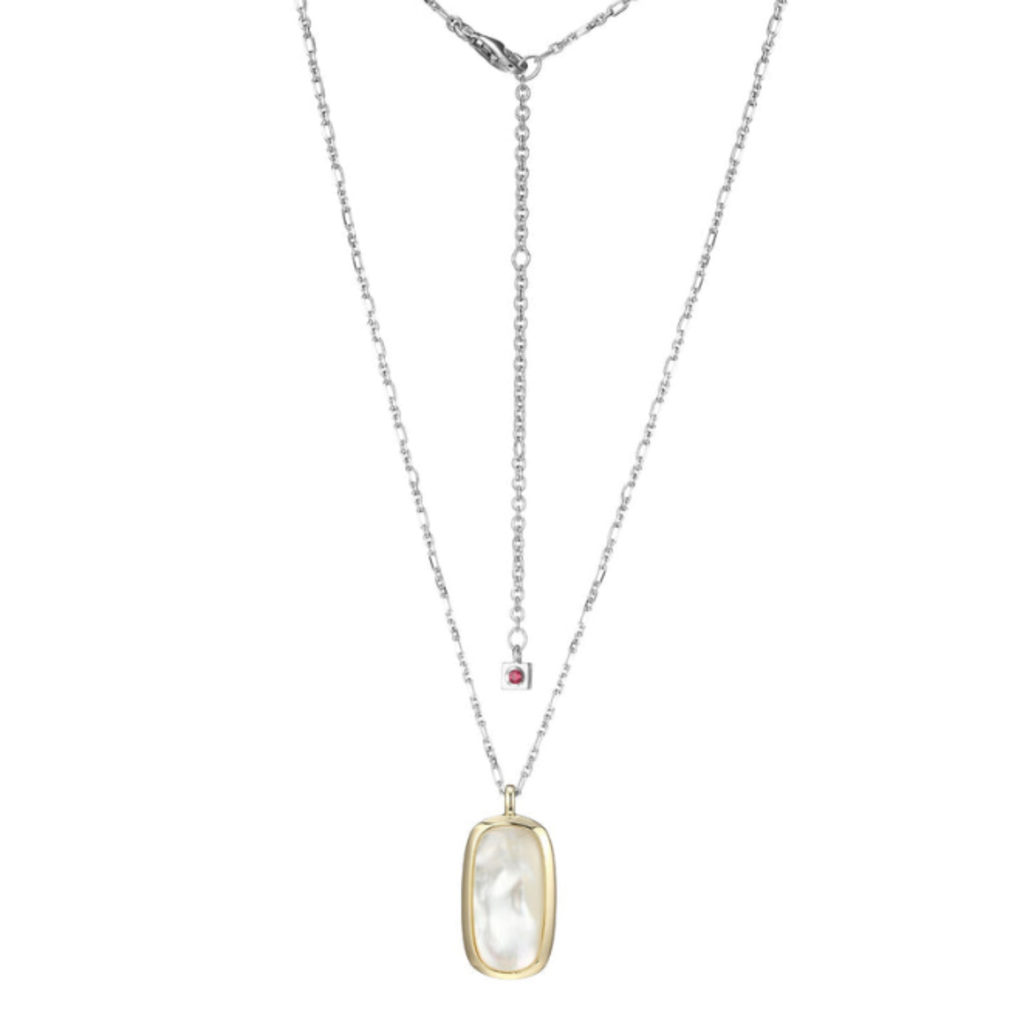 Yellow Sterling Silver Gold Plated Drop Pendant With Mother Of Pearl