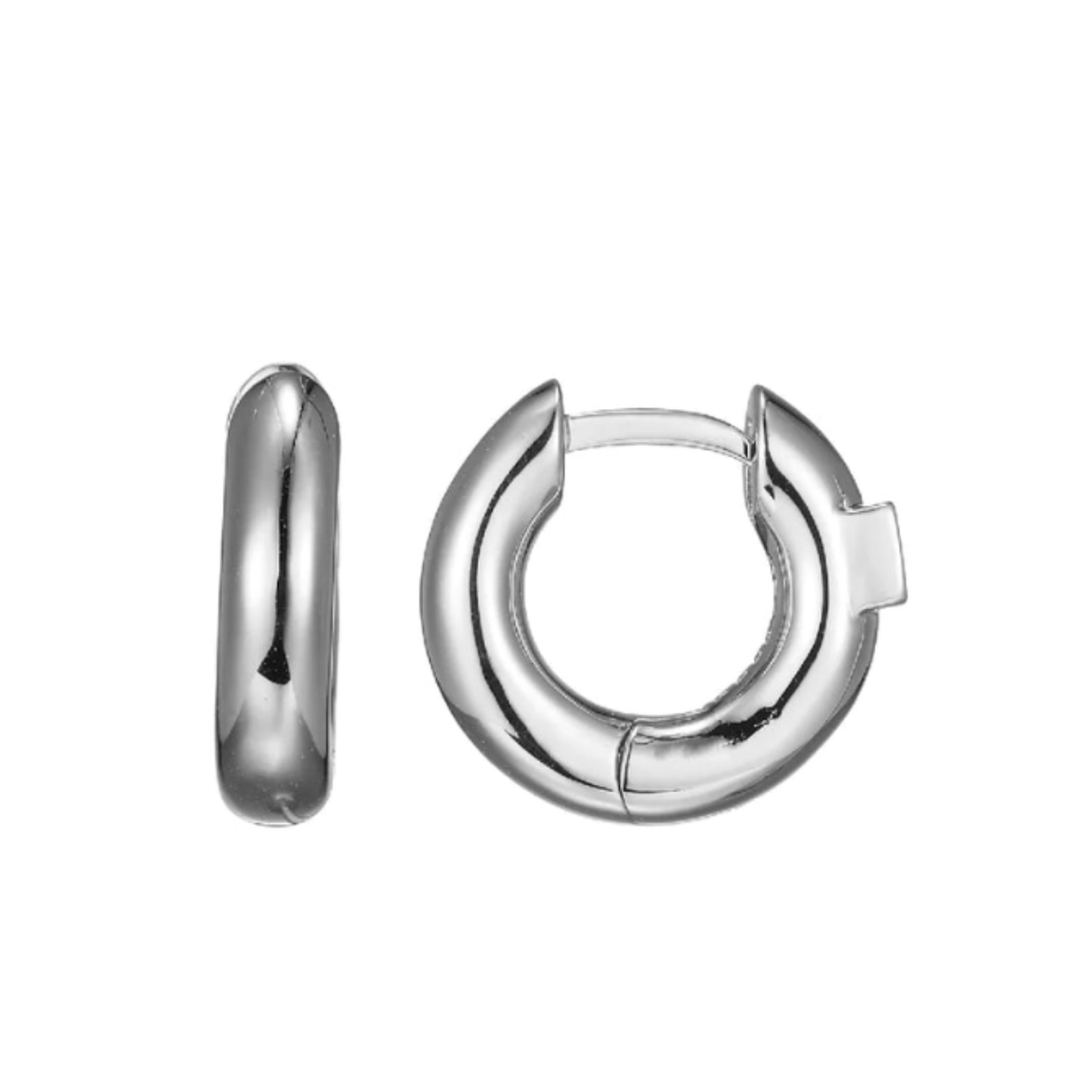 Sterling Silver Rhodium Plated Huggie Earrings
