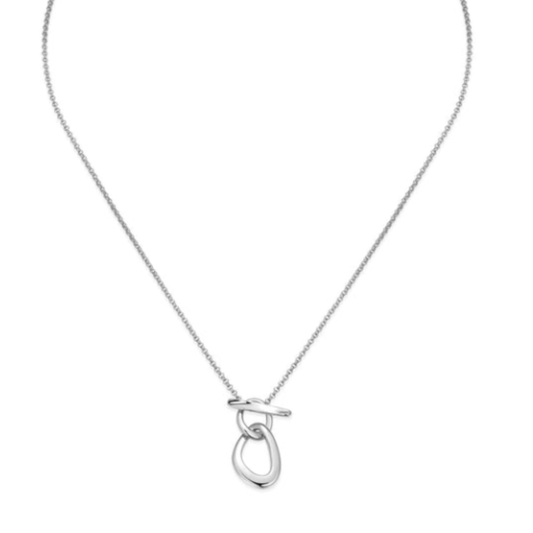 Sterling Silver Rhodium Plated Toggle Necklace