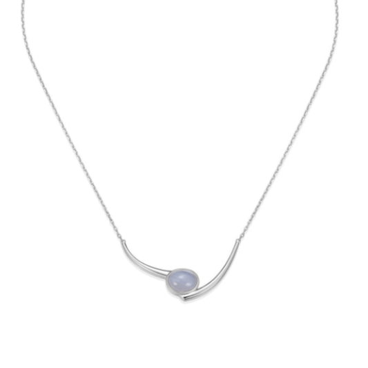 Sterling Silver Rhodium Plated Freeform Necklace