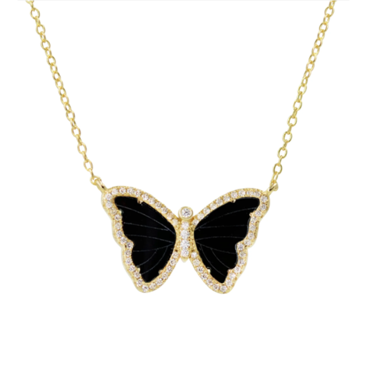 Yellow Sterling Silver Gold Plated Butterfly Necklace