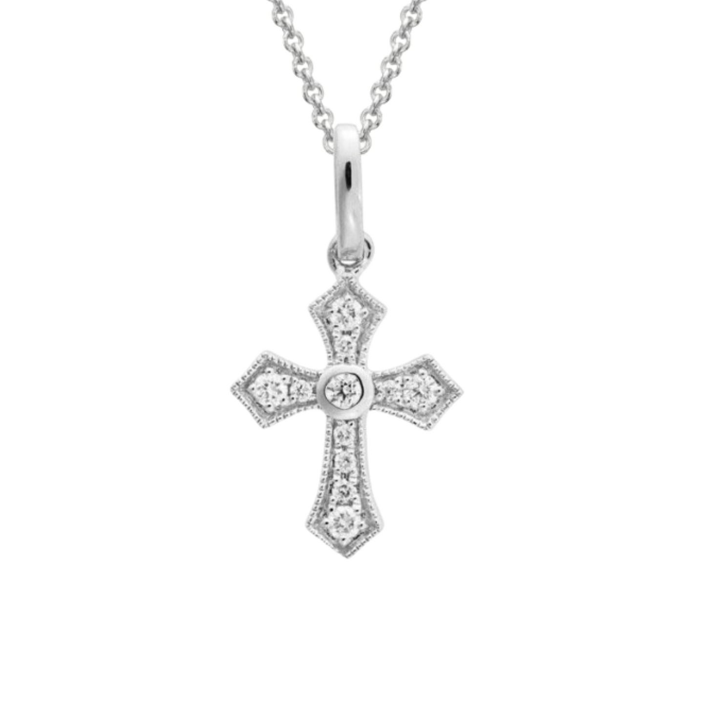 Lady's White 14k Diamond Cross Pendant