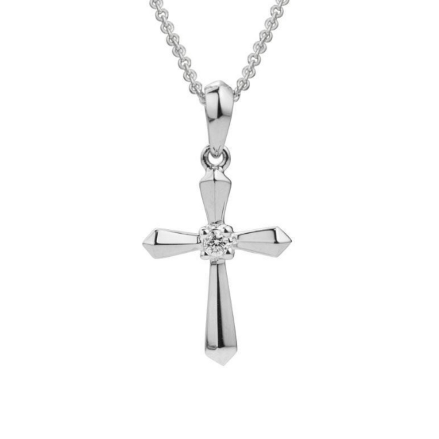 White 14k cross pendant for women