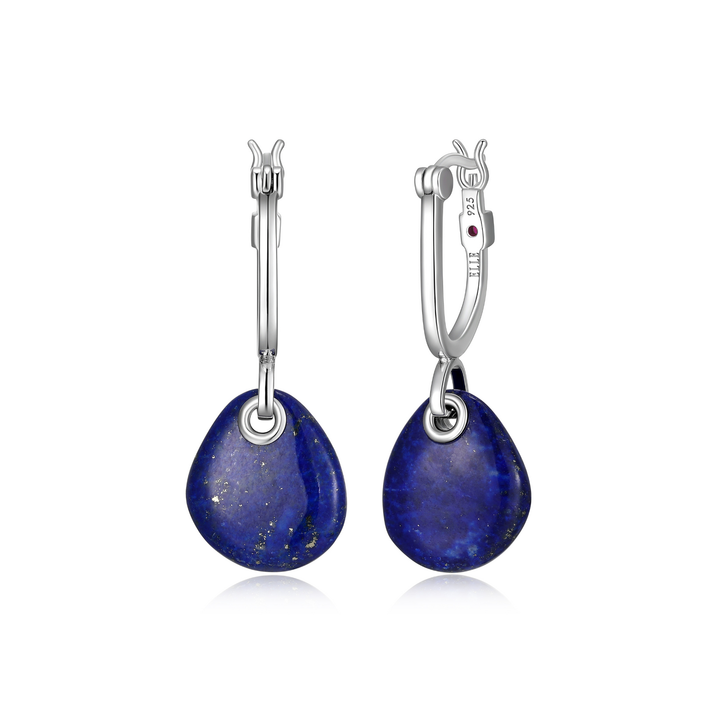 Elle Sterling Silver Lapis Lazuli Drop Hoop Earrings