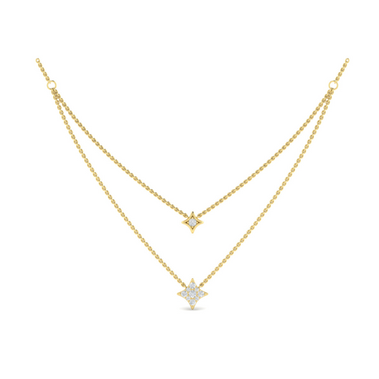 Vlora Yellow 14 Karat Pre-Layered Diamond Icon Necklace