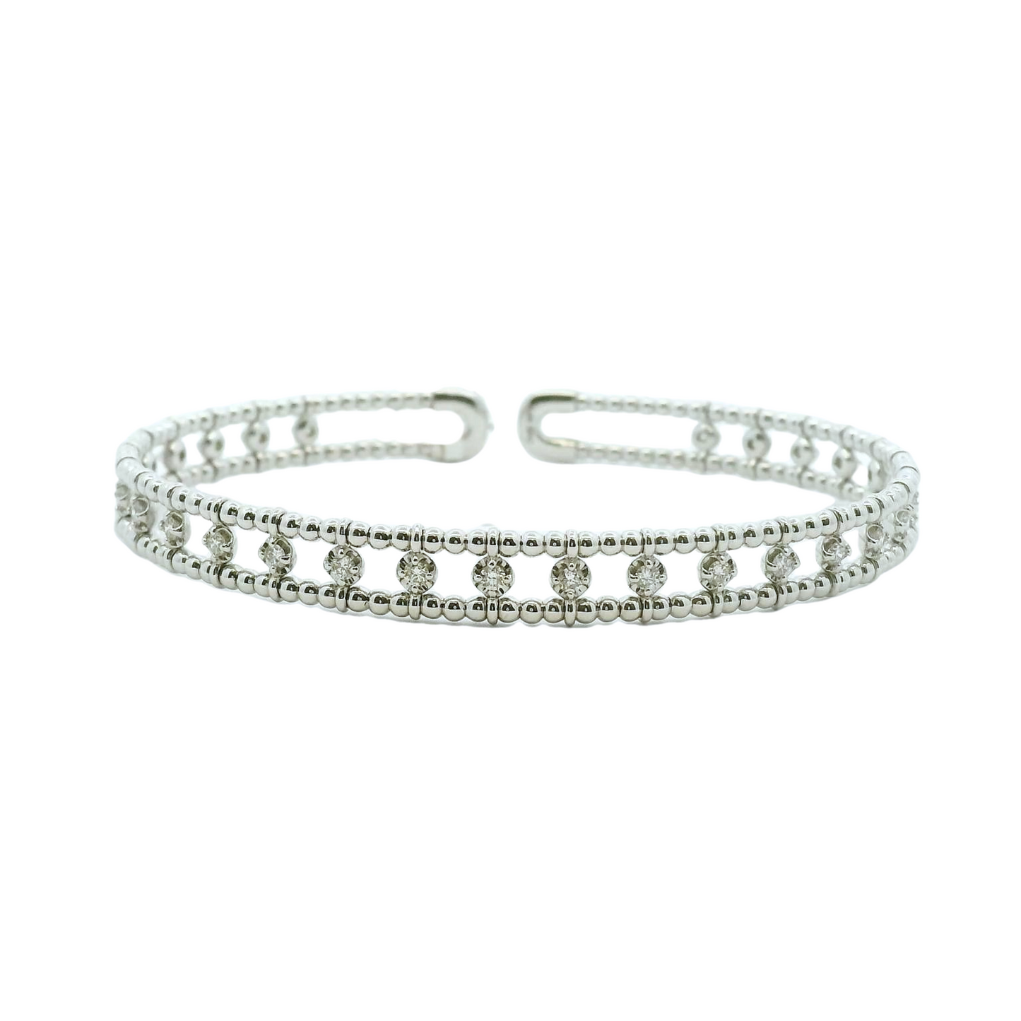 White 14k Soft Diamond Cuff Bracelet