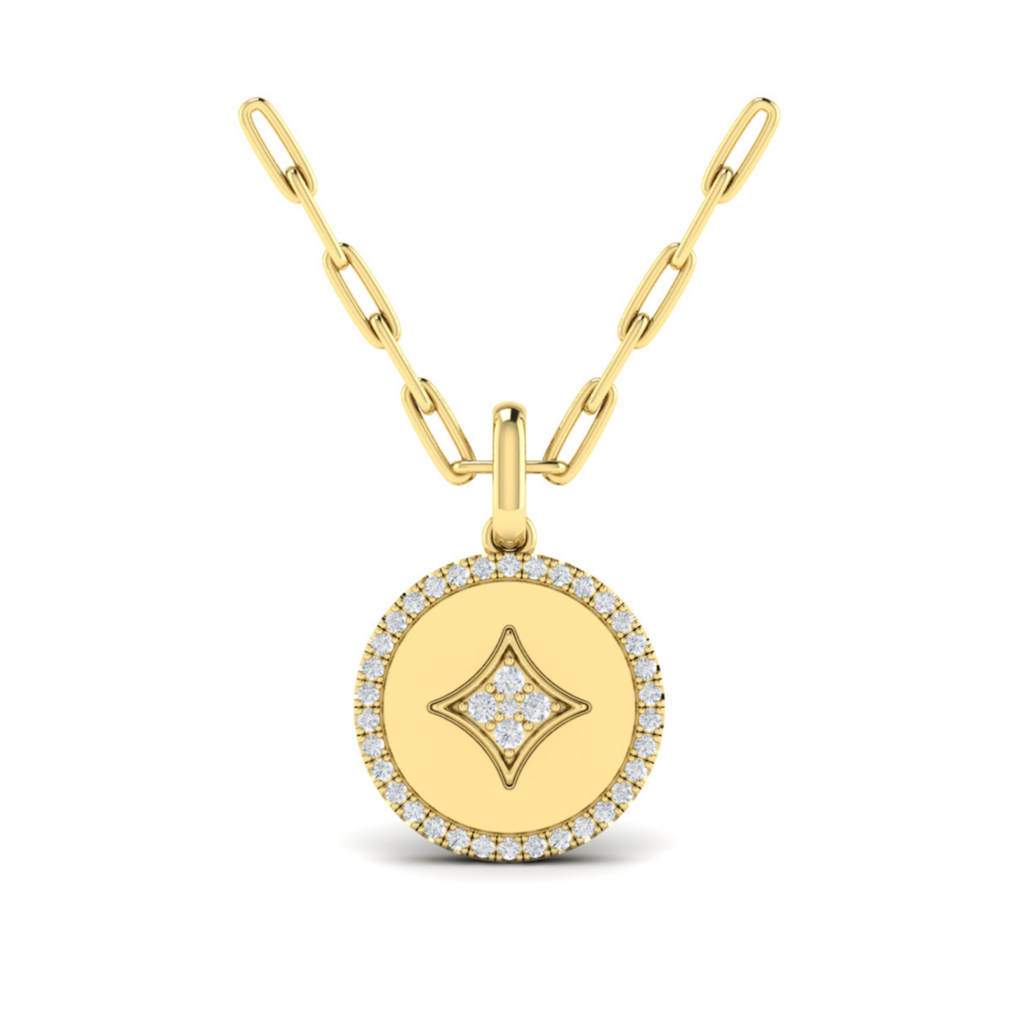 Vlora Yellow 14 Karat Diamond Bezel With Halo Pendant