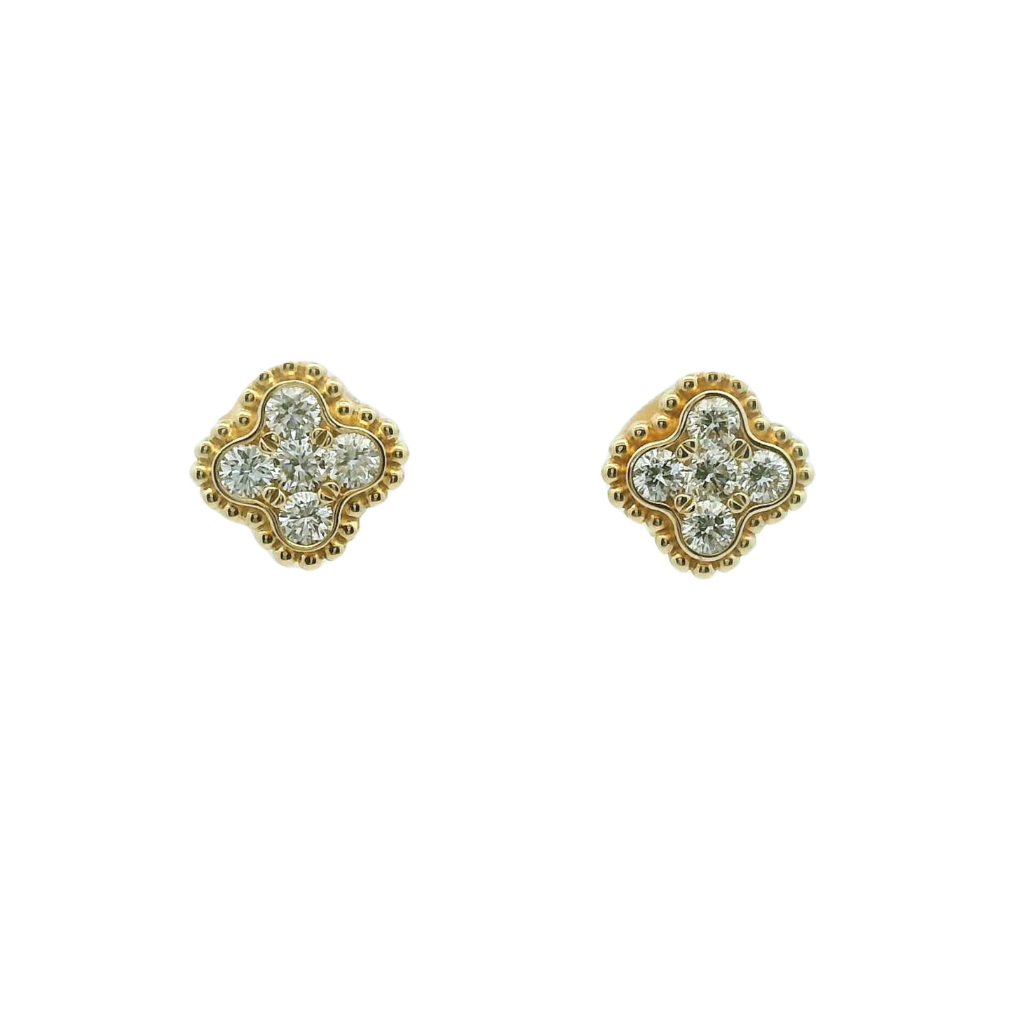 Yellow 14k Diamond Quatrefoil Cluster Diamond Studs