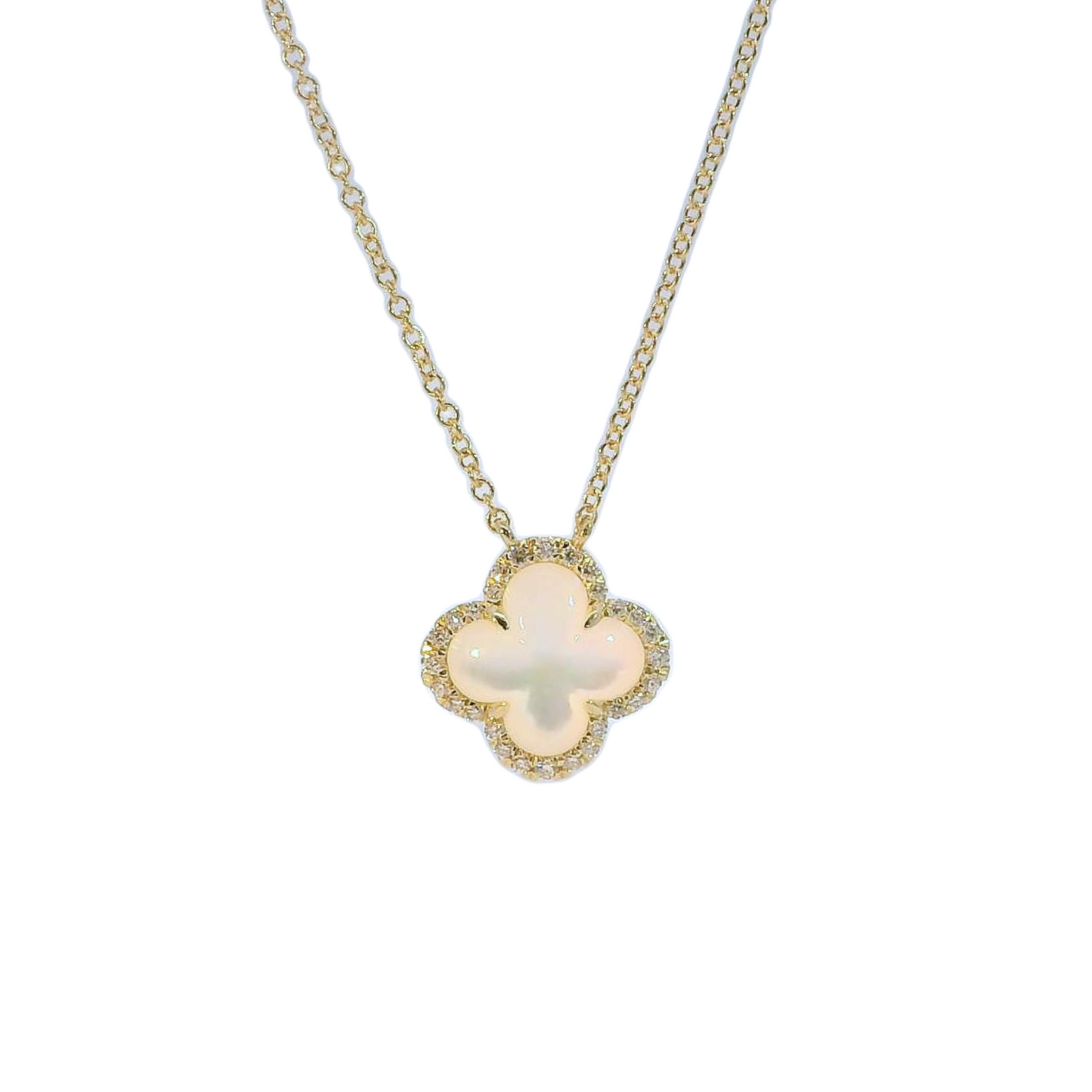 Yellow 14k Mother Of Pearl Diamond Pendant