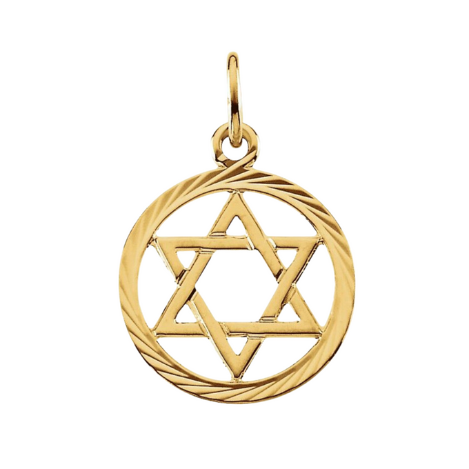 Yellow 14k diamond cut Star of David pendant