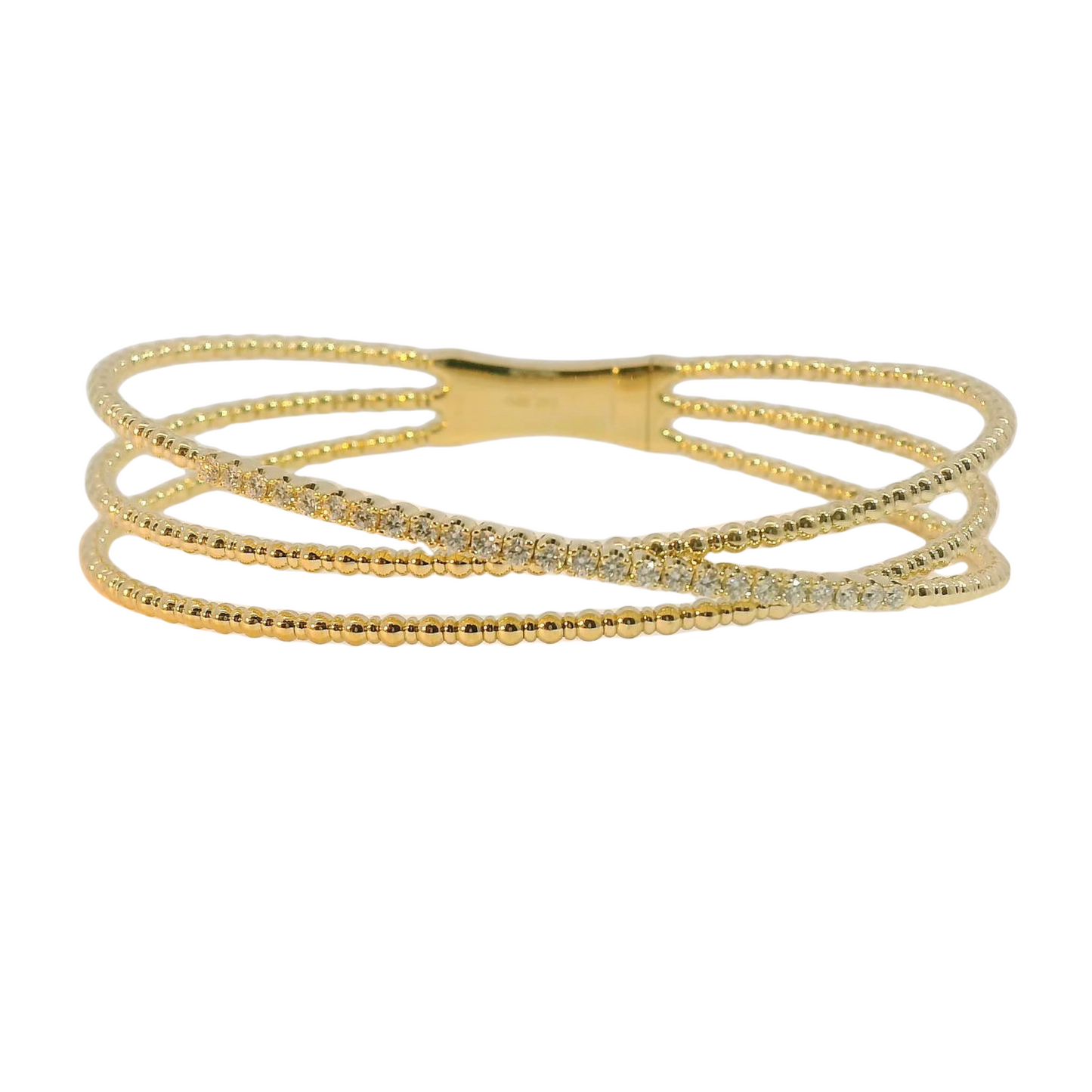 Yellow 14k Multi Row Diamond Bracelet