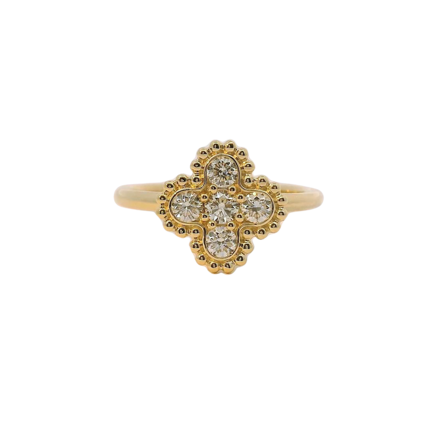 Yellow 14k Quatrefoil Diamond Cluster Ring