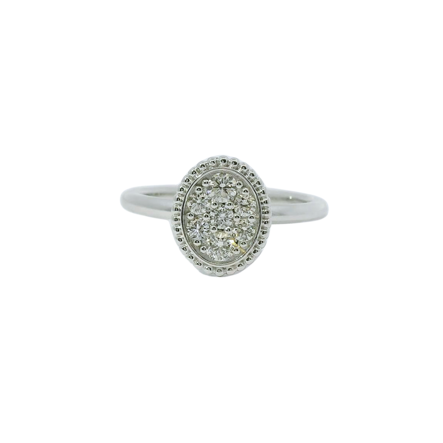 White 14k Oval Diamond Cluster Ring