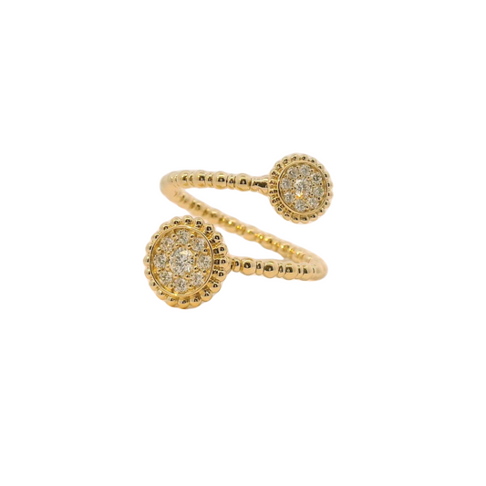 Yellow 14k flexible diamond bypass ring