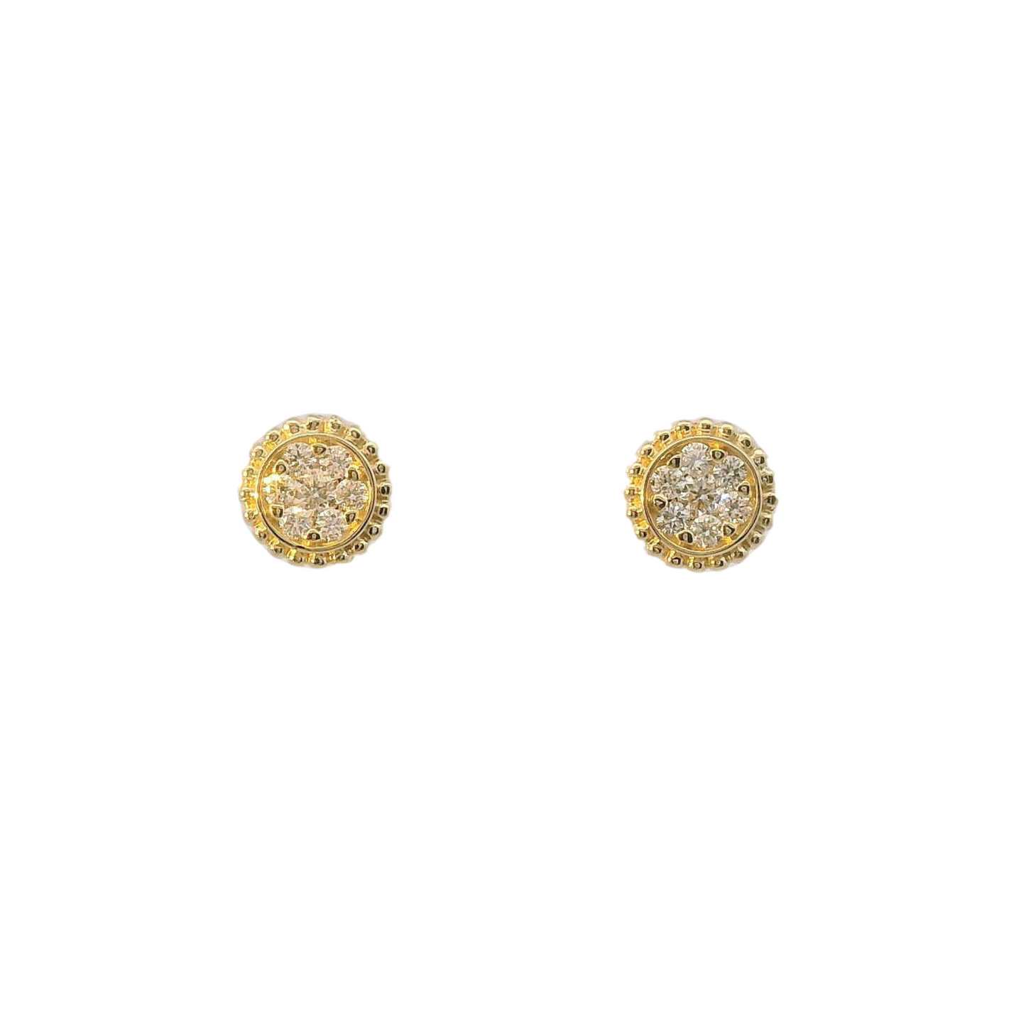 Yellow 14k Diamond Cluster Studs